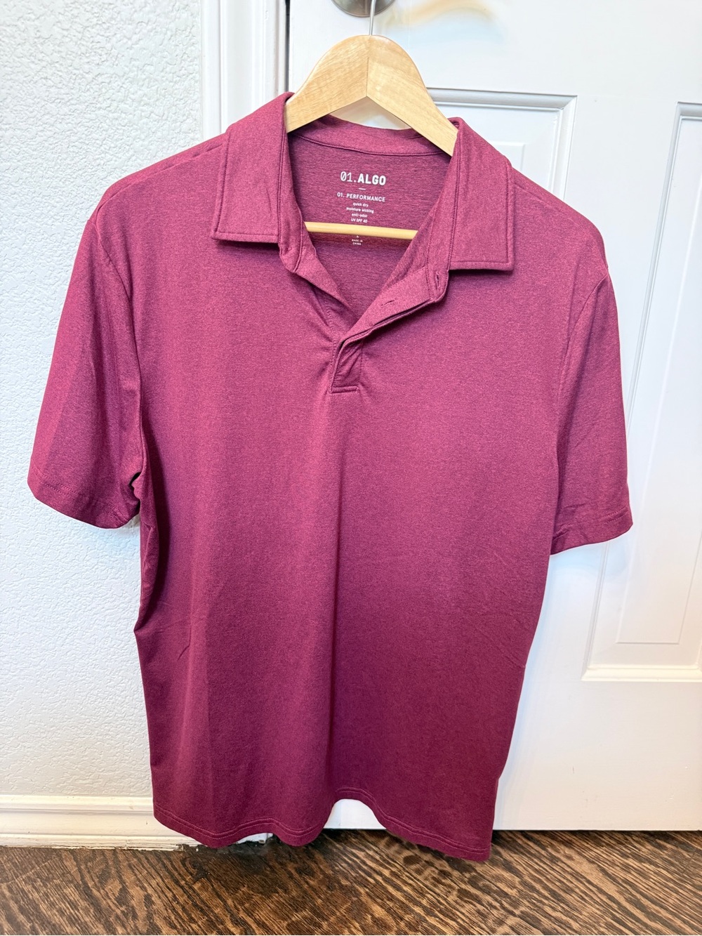01. ALGO Men's Burgundy Polo - Lightweight Performance Shirt